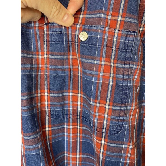 J. McLaughlin Blue‎ Red Cotton Plaid Button Up Shirt Casual Long Sleeve MEDIUM - Picture 3 of 5